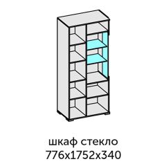 Аллегро-10 Шкаф 2дв. (со стеклом) (дуб крафт золотой-камень темный) в Нытве - nytva.mebel24.online | фото 2