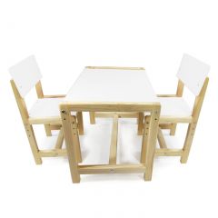 Детский растущий комплект стол и два стула  Я САМ "Лофт" (Белый, Сосна) в Нытве - nytva.mebel24.online | фото