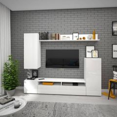 Гостиная Альфа (Белый/Белый глянец) в Нытве - nytva.mebel24.online | фото 2
