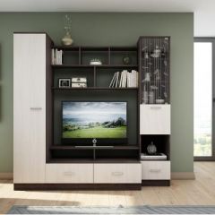 Гостиная ЛЕОН-4 (Анкор белый/Анкор темный) в Нытве - nytva.mebel24.online | фото