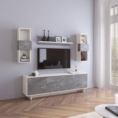 Гостиная Оскар мини (Сосна Белая Loft/Каспий темный) в Нытве - nytva.mebel24.online | фото
