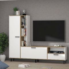 Гостиная Трикс (Дуб крафт золотой/Белый текстурный) в Нытве - nytva.mebel24.online | фото