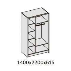 ИННЭС-5 Шкаф-купе 2-х дв. 1400 (2 дв. Ф3 - венге вст. экокожа коричневый) в Нытве - nytva.mebel24.online | фото 2