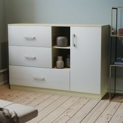 Комод К-3.1 (Дуб сонома/Белый жемчуг) в Нытве - nytva.mebel24.online | фото 2