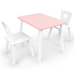Комплект детской мебели стол и два стула Корона  (Розовый/Белый/Белый) в Нытве - nytva.mebel24.online | фото 1