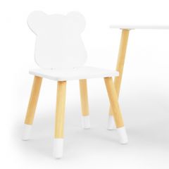 Комплект детской мебели стол и два стула Мишутка (Белый/Белый/Береза) в Нытве - nytva.mebel24.online | фото 1