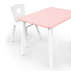Комплект детской мебели стол и стул Корона (Розовый/Белый/Белый) в Нытве - nytva.mebel24.online | фото 1