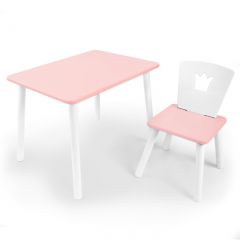 Комплект детской мебели стол и стул Корона (Розовый/Розовый/Белый) в Нытве - nytva.mebel24.online | фото