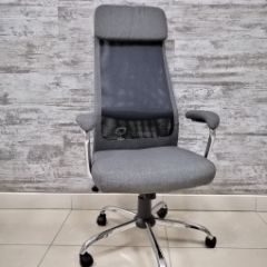 Кресло Barneo K-115 для персонала (серая ткань, черная сетка) в Нытве - nytva.mebel24.online | фото