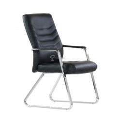Кресло Barneo K-25 для посетителей и переговорных (хром, черная экокожа) в Нытве - nytva.mebel24.online | фото
