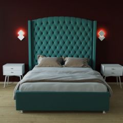 Кровать Берлин ЛЮКС с ПМ 1400 (велюр бирюзовый) в Нытве - nytva.mebel24.online | фото 2