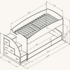 Кровать-чердак "Дюймовочка-4.2"  Дуб молочный/Оранжевый в Нытве - nytva.mebel24.online | фото 3