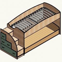 Кровать-чердак "Дюймовочка-4.2"  Дуб молочный/Оранжевый в Нытве - nytva.mebel24.online | фото 4