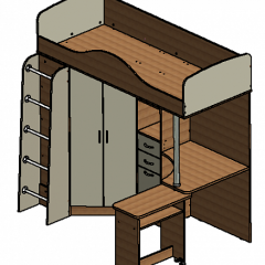 Кровать-чердак "Теремок-1" Дуб молочный/Розовый в Нытве - nytva.mebel24.online | фото 3