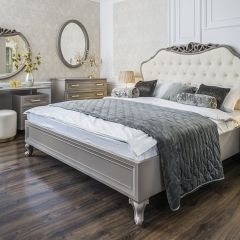 Кровать Мокко 1600 с мягким изголовьем + основание (серый камень) в Нытве - nytva.mebel24.online | фото