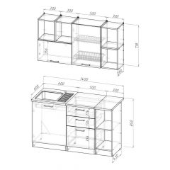 Кухонный гарнитур Ольга медиум 3 1400 мм в Нытве - nytva.mebel24.online | фото 2