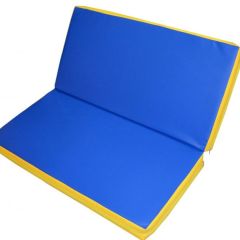 Мат гимнастический 1х1х0,08м складной цв. синий-желтый в Нытве - nytva.mebel24.online | фото