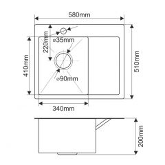 Мойка HD5851L MELANA ProfLine 3,0/200 САТИН врезная прямоугольная с коландером HD5851L в Нытве - nytva.mebel24.online | фото 2