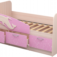 Кровать Дельфин 1,6 (Дуб молочный/фасад - Ламарти розовый) в Нытве - nytva.mebel24.online | фото 1