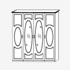 Прованс-2 Шкаф 4-х дверный с 2 зеркалами (Итальянский орех/Груша с платиной черной) в Нытве - nytva.mebel24.online | фото