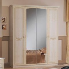 Шкаф 4-х дверный с зеркалами (08.244) Ирина (беж) в Нытве - nytva.mebel24.online | фото