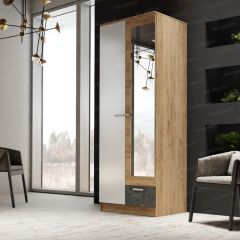 Шкаф Адель 800 с полками (дуб вотан/белый глянец) в Нытве - nytva.mebel24.online | фото