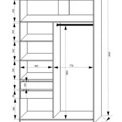 Шкаф-купе 1400 серии SOFT D1+D3+B2+PL1 (2 ящика+1штанга) профиль «Графит» в Нытве - nytva.mebel24.online | фото 3