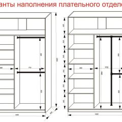 Шкаф-купе 1400 серии SOFT D8+D2+B2+PL4 (2 ящика+F обр.штанга) профиль «Графит» в Нытве - nytva.mebel24.online | фото 7