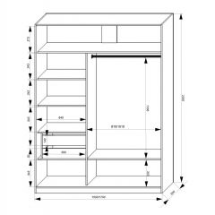 Шкаф-купе 1500 серии NEW CLASSIC K2+K2+B2+PL2(2 ящика+1 штанга+1 полка) профиль «Капучино» в Нытве - nytva.mebel24.online | фото 3
