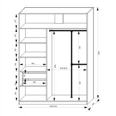 Шкаф-купе 1500 серии NEW CLASSIC K4+K4+B2+PL4 (2 ящика+F обр. штанга) профиль «Капучино» в Нытве - nytva.mebel24.online | фото 3