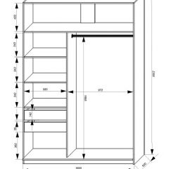 Шкаф-купе 1600 серии SOFT D1+D3+B2+PL1 (2 ящика+1штанга) профиль «Графит» в Нытве - nytva.mebel24.online | фото 4