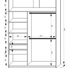 Шкаф-купе 1600 серии SOFT D8+D2+B2+PL4 (2 ящика+F обр.штанга) профиль «Графит» в Нытве - nytva.mebel24.online | фото 2