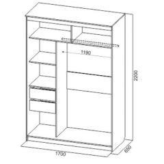 Шкаф-купе №19 Серия 3 Инфинити с зеркалами (1700) Ясень Анкор светлый в Нытве - nytva.mebel24.online | фото 6