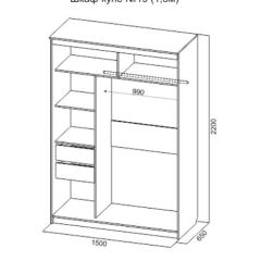 Шкаф-купе №19 Серия 3 Квадро (1500) Ясень Анкор светлый в Нытве - nytva.mebel24.online | фото 4