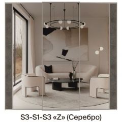Шкаф-купе 1950 серии SILVER S3+S1+S3Z B22+PL2 (по 2 ящика лев/прав+1штанга+1 полка) профиль «Серебро» в Нытве - nytva.mebel24.online | фото 8