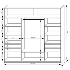 Шкаф-купе 2100 серии SOFT D2+D7+D3+B22+PL2 (по 2 ящика лев/прав+1штанга+1полка) профиль «Графит» в Нытве - nytva.mebel24.online | фото 3