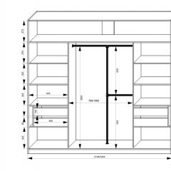 Шкаф-купе 2150 серии NEW CLASSIC K4+K4+K4+B22+PL4(по 2 ящика лев/прав+F обр.штанга) профиль «Капучино» в Нытве - nytva.mebel24.online | фото 3