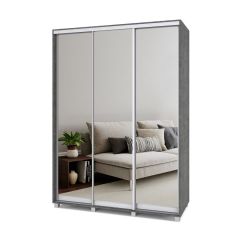 РОЛАНД Шкаф-купе с зеркалами Камень темный (450*1600) Р463 в Нытве - nytva.mebel24.online | фото