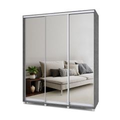 РОЛАНД Шкаф-купе с зеркалами Камень темный (450*1800) Р483 в Нытве - nytva.mebel24.online | фото