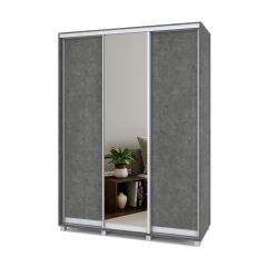 РОЛАНД Шкаф-купе с зеркалом Камень темный (450*1600) Р462 в Нытве - nytva.mebel24.online | фото 2