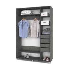 РОЛАНД Шкаф-купе с зеркалом Камень темный (450*1600) Р462 в Нытве - nytva.mebel24.online | фото 5