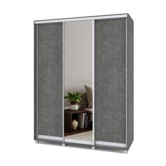 РОЛАНД Шкаф-купе с зеркалом Камень темный (450*1700) Р472 в Нытве - nytva.mebel24.online | фото