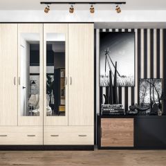 Шкаф Ронда ШК-4 с зеркалом (венге/беленый дуб) в Нытве - nytva.mebel24.online | фото 3