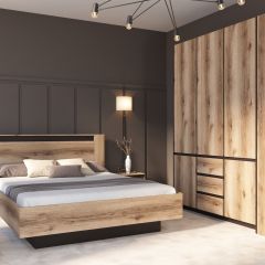 ПРАГА Спальный гарнитур Серия 3 (Дуб Делано/Дуб Венге) в Нытве - nytva.mebel24.online | фото 3