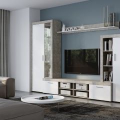 Стенка SKYE (Beton Jasny Atelier/белый) в Нытве - nytva.mebel24.online | фото
