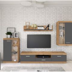 Стенка TESS (дуб вотан/серый графит) в Нытве - nytva.mebel24.online | фото