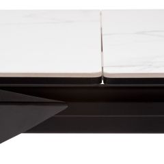 Стол CREMONA 140 HIGH GLOSS STATUARIO Белый мрамор глянцевый, керамика/ черный каркас, ®DISAUR в Нытве - nytva.mebel24.online | фото 6