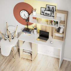 Стол компьютерный Олимп (дуб сонома/белый) в Нытве - nytva.mebel24.online | фото 2