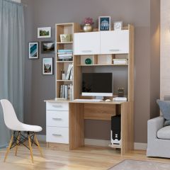 Стол компьютерный ПКС-5 Дуб сонома/Белый глянец в Нытве - nytva.mebel24.online | фото