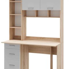Стол компьютерный ПКС-5 Дуб сонома/Белый глянец в Нытве - nytva.mebel24.online | фото 2